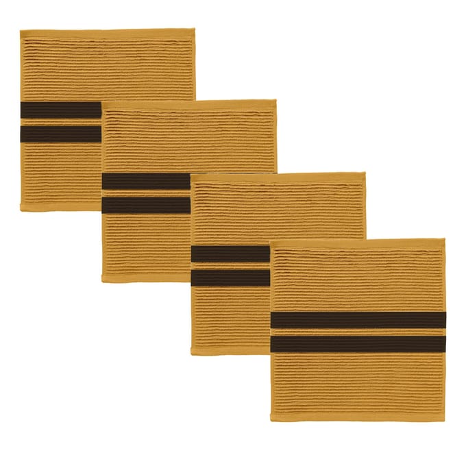 DDDDD - Vaatdoek - 3 Stuks - Okergeel - 30x30cm - 100% Katoen