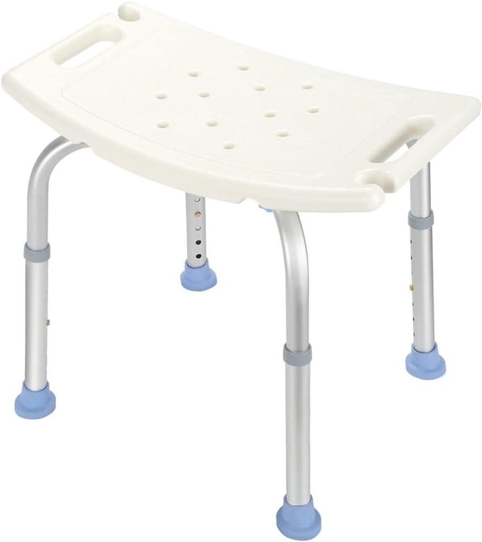 Douchekruk - Badzitje - Veilig Douchen - In Hoogte Verstelbaar - 51x31cm Zitting - Wit
