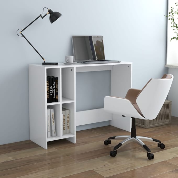 vidaXL - Bureau - 102,5x35x75 - cm - bewerkt - hout - wit
