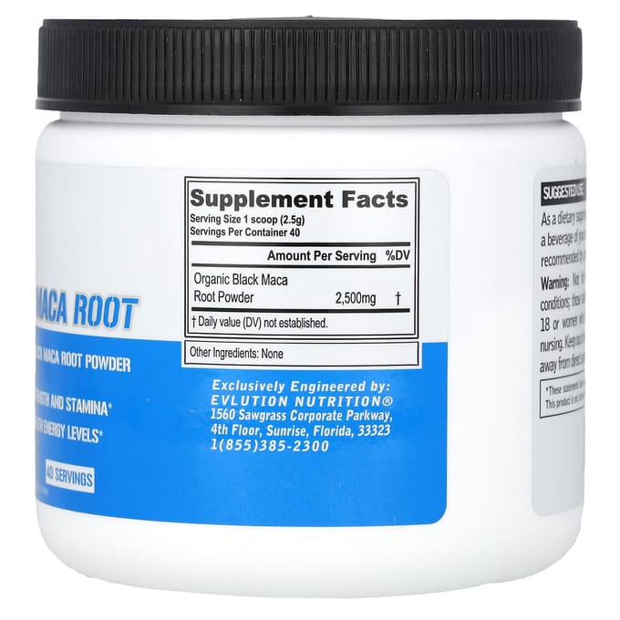 EVLution Nutrition, Racine de Maca Noire, Non Aromatisé, 3,53 oz (100g)