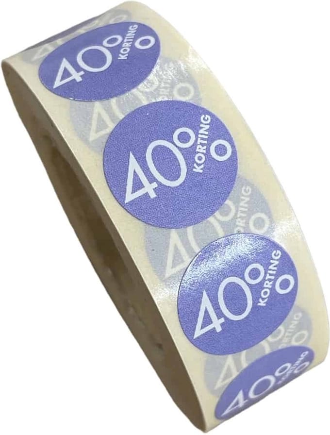 Etiketten 40% Korting Paars 18 mm 1000 st