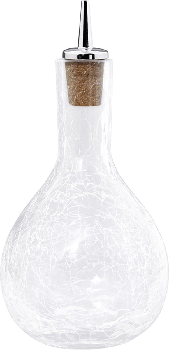 Fles, Bitters Fles - Craqueléglas met verchroomde tuit