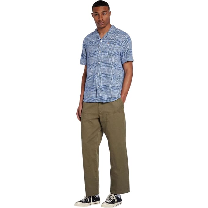 Farah Heren Geruit Relaxed Fit Overhemd (Blauw)