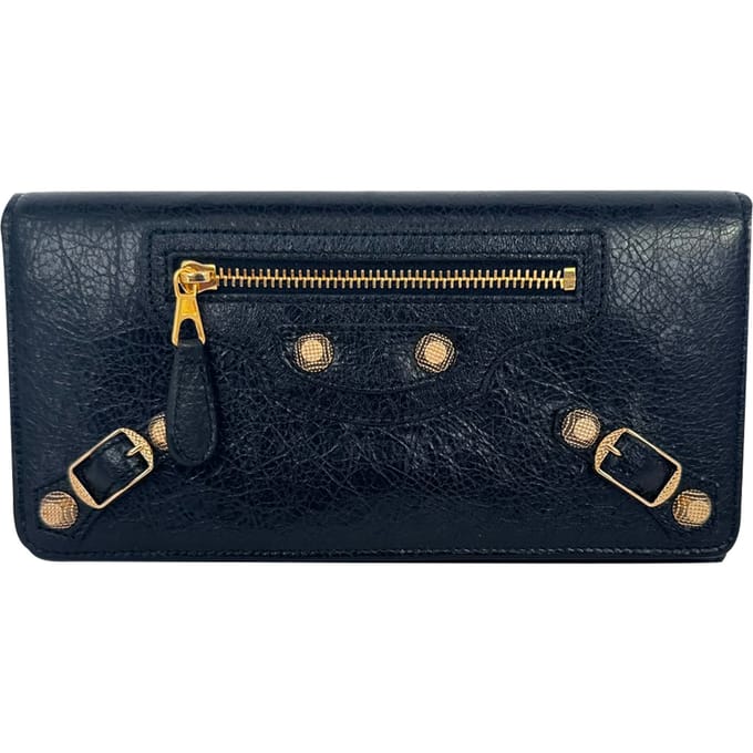 Balenciaga Le City Geldbeugel in Zwart Leder