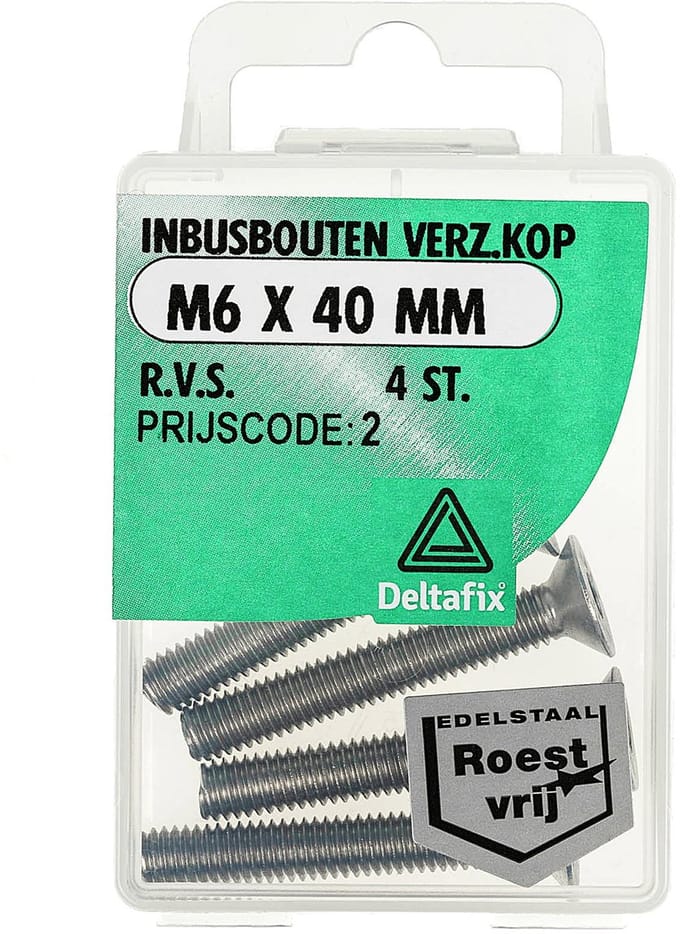 Deltafix - Inb.bout verz.kop m6x40mm rvs 4st