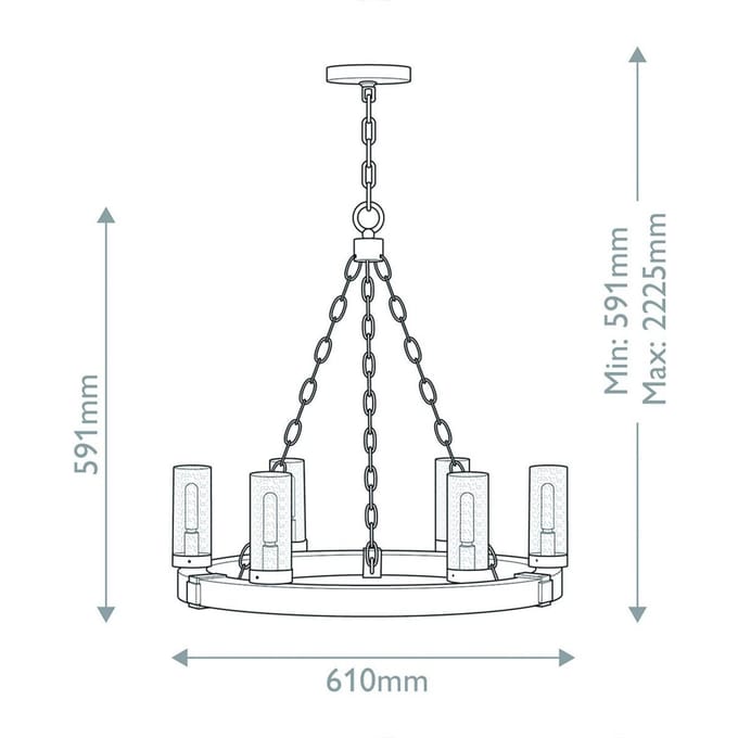 HINKLEY Kroonluchter Collier, 5-lamps, zwart, staal, glas, E27
