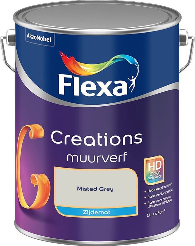 Flexa - Creations Muurverf Zijdemat - Misted Grey - Mengverf - 5 L