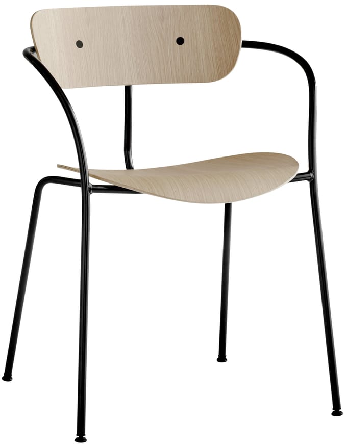 &Tradition - Pavillon AV2 Stoel - black - eiken gelakt - beige