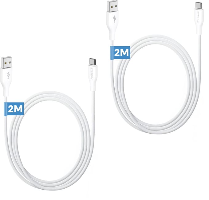 2x oplaadsnoer usb C - 2 meter - Usb C naar usb kabel - Telefoon oplader - Flexibel, stevig & soepel