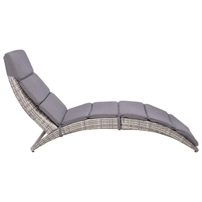 vidaXL - Ligbed - inklapbaar - met - kussen - poly - rattan - grijs