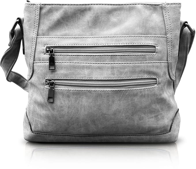 THL Design - Dames schoudertas - Plat Model - Tussenmaat - Veel Vakken - Grijs