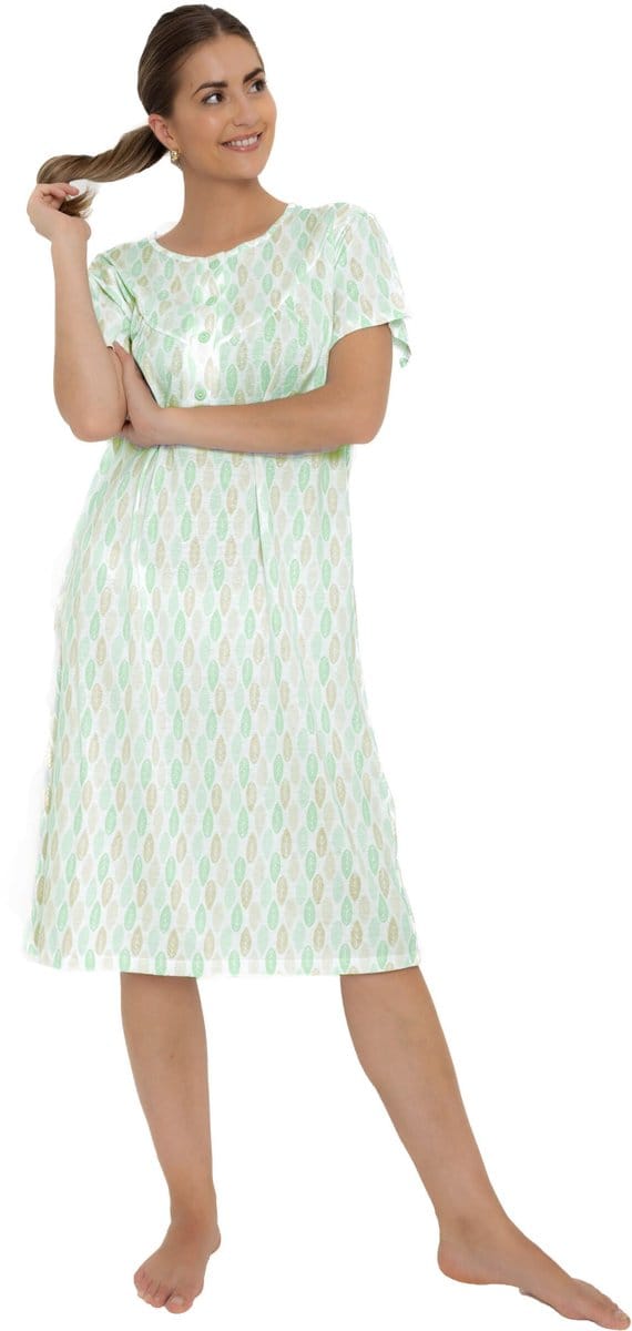 Cocodream Nachthemd 'Green Checked' - Dames Nachtmode - Korte Mouw - Groen - Maat S