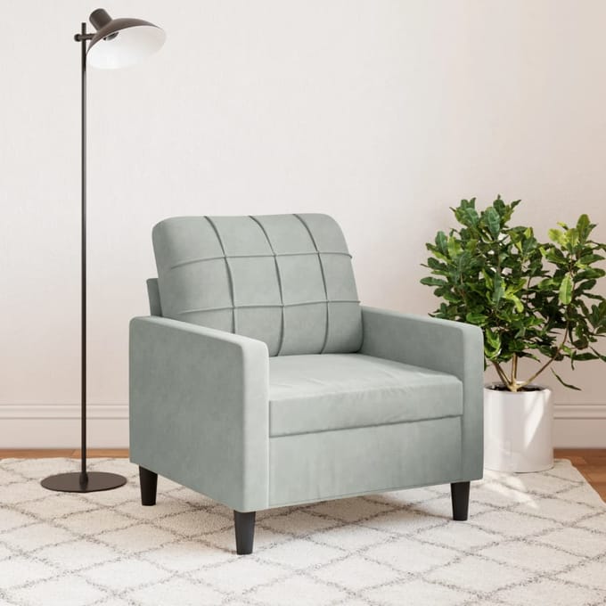 vidaXL - Fauteuil - 60 - cm - fluweel - lichtgrijs