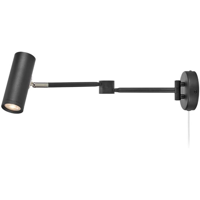 Markslöjd LED wandlamp Arlo, zwart, stekker, lengte 55 cm, dimbaar