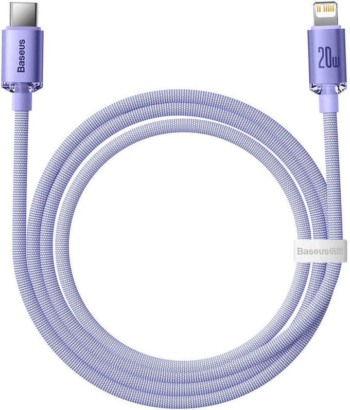 Baseus - Data Cable Crystal Shine (CAJY000205) - Type-C to Lightning, 20W, 1.2m - Purple