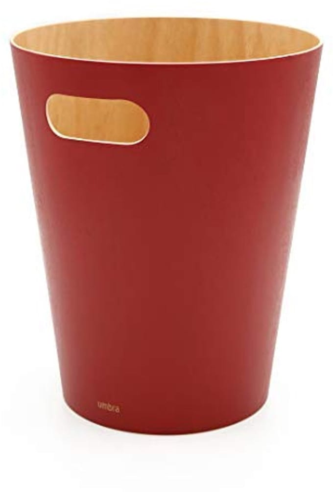 Moderne Houten Prullenbak - Rood