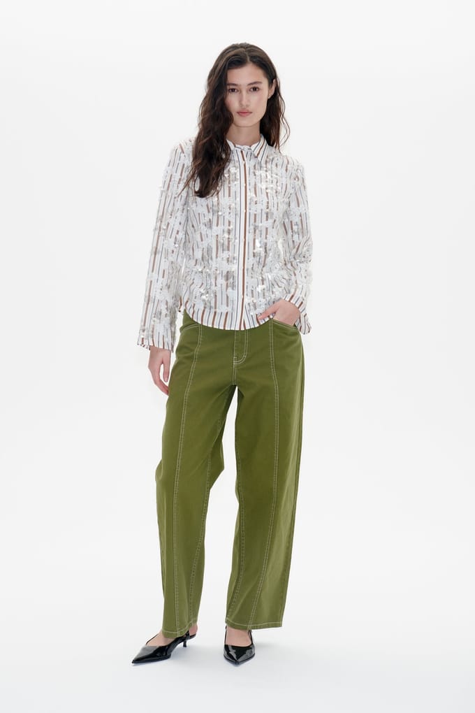 Baum und Pferdgarten Marley Shirt White Sequins Stripe Größe: 38 | Longsleeves Outlet | Damen | Weiß