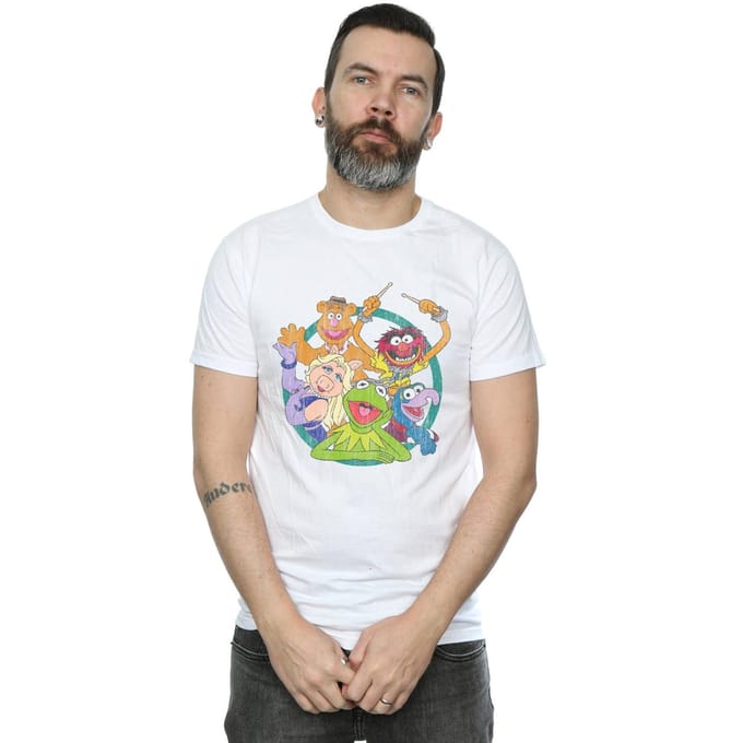 Disney Heren The Muppets Groep Cirkel T-Shirt (Wit)