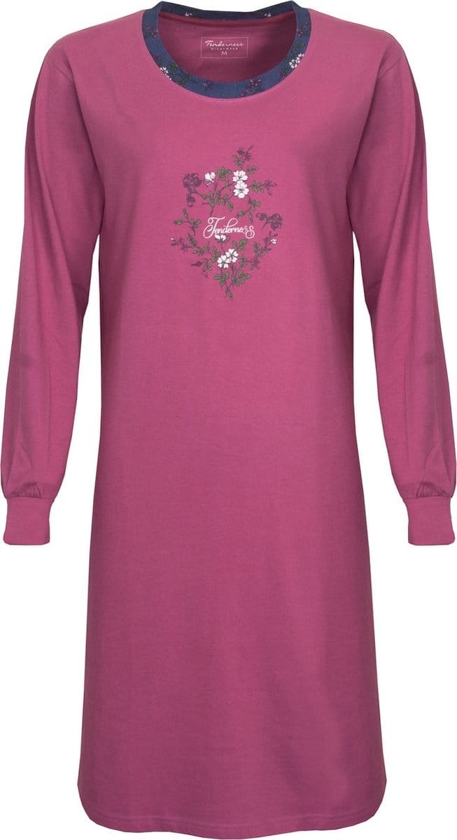 Tenderness Dames Nachthemd - 100% Katoen - Donker Roze - Maat S
