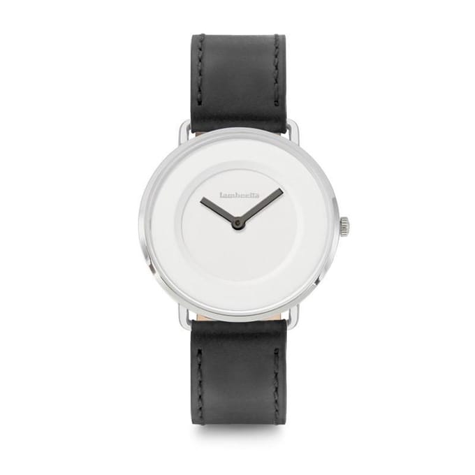 Lambretta Mia 34 Leather Silver White X-Black Dameshorloge - 34mm