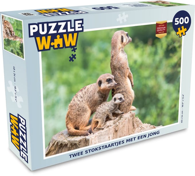 Puzzel Stokstaartjes - Boomstronk - Jong - Legpuzzel - Puzzel 500 stukjes