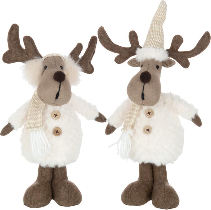 J-Line figuur Rendier Sjaal - textiel - beige/bruin - small - 2 stuks