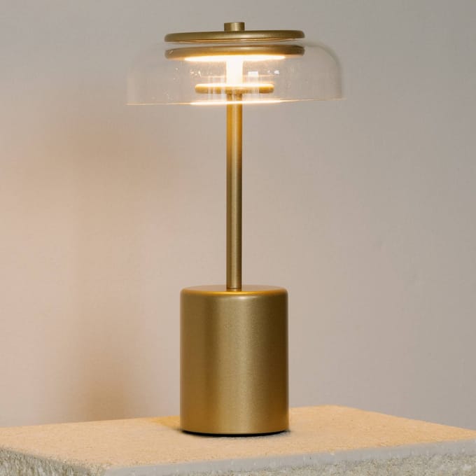 Nuura LED tafellamp Blossi, hoogte 26 cm goudkleurig/helder