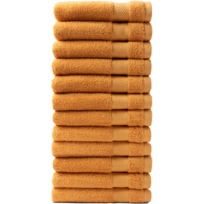 DoubleDry Handdoeken 50 x 100 - set van 12 - Hotel kwaliteit 500 g/m2 - 12x Okergeel