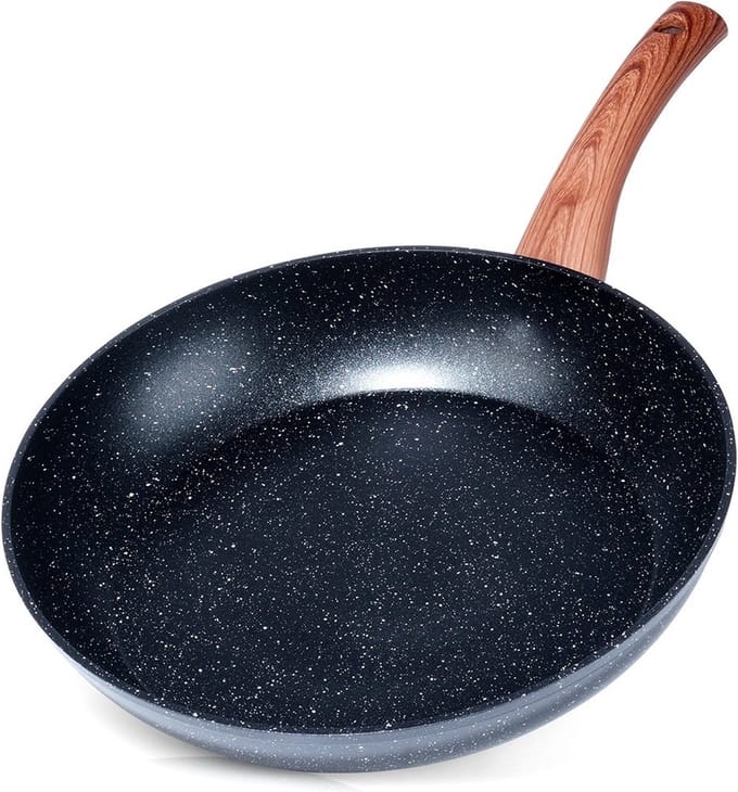 Koekenpan Graniet BLACK&WOOD 28 cm - Multifunctionele Pan voor Vlees - Groenten