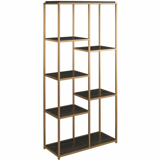 Quincy-Boekenkast - 5 Planken - Bruin/Goud