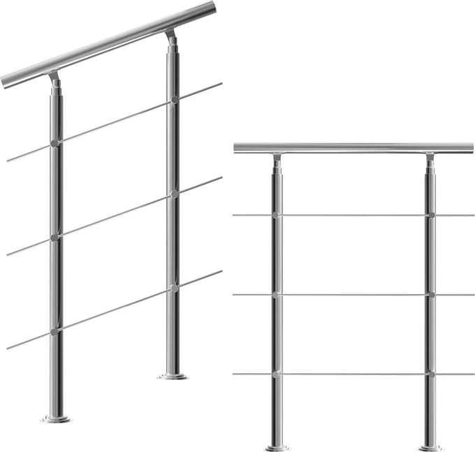 Monzana Trapleuning 80 cm - Met 3 Spijlen – Roestvrijstaal