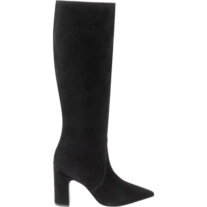 I Saw It First Dames Suède Blokhak Kniehoog Boots (Zwart)
