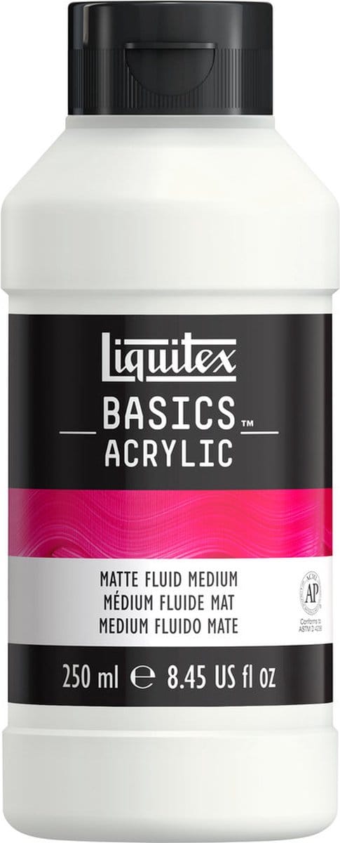 Liquitex 1041005 Basics Vloeibaar Mat Medium 250 ml – Acryl medium mat | Verdunnen & collagelijm