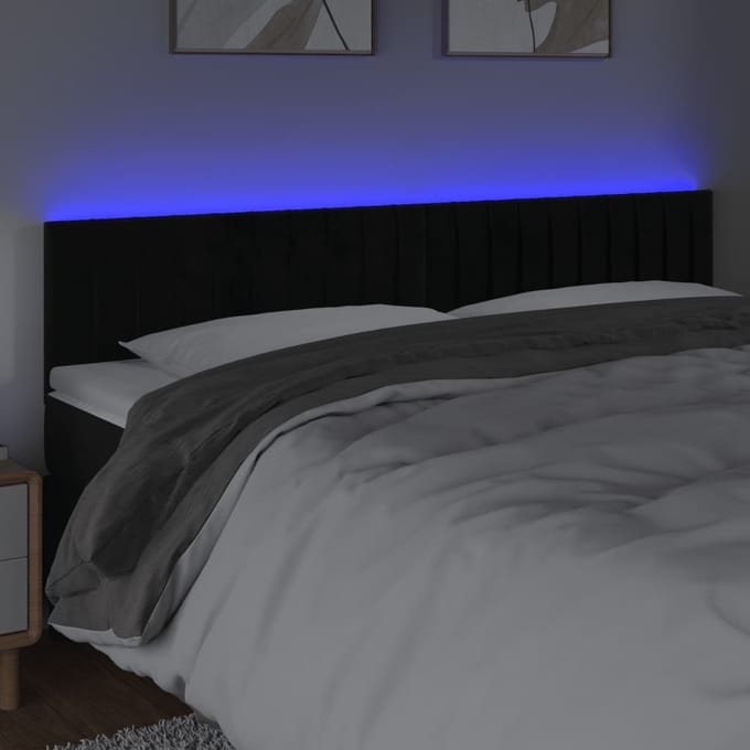 vidaXL - Hoofdbord - LED - 160x5x78/88 - cm - fluweel - zwart
