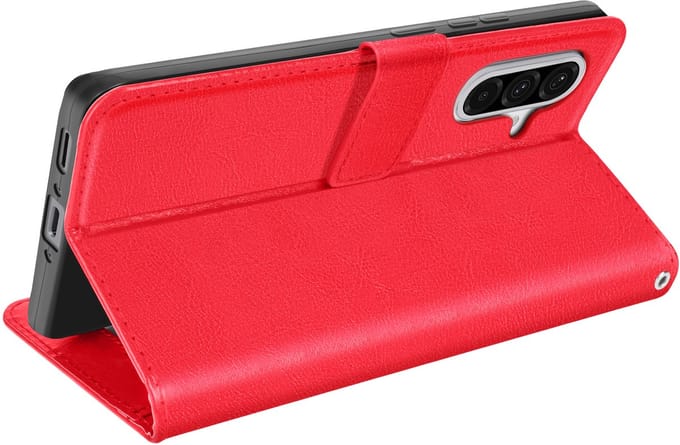 Mayaxess, Hoesje geschikt voor Galaxy A37 - Wallet Case met Koord & Stand, Rood