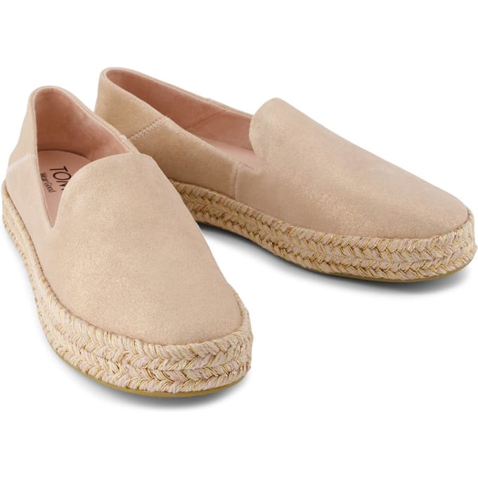 TOMS Carolina Leren Dames Espadrilles in Lichtroze