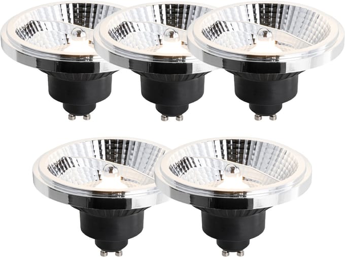 LUEDD Set van 5 GU10 3-staps dimbaar LED lamp 111mm 10,5W 770 lm 2700K