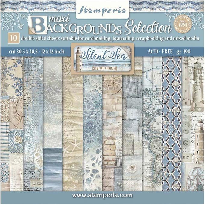 Stamperia - Silent Sea Maxi Background Selection 12x12 Inch Paper Pack (SBBL170)