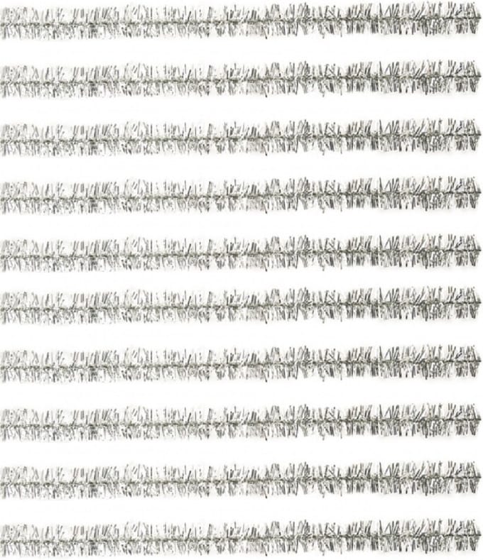 Rayher Chenille draad - zilver met glitters - 40x stuks - 50 cm - Hobby pijpenragers
