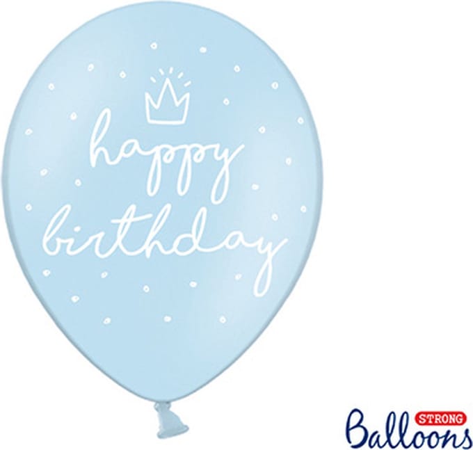 Partydeco - Ballonnen Happy Birthday Blue (50 stuks)