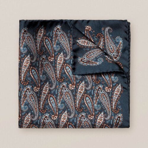 Eton Pochet Multi Paisley Pattern Navy / male