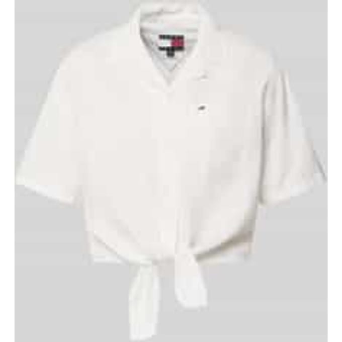 regular fit linnen blouse van mix van linnen met strikdetail