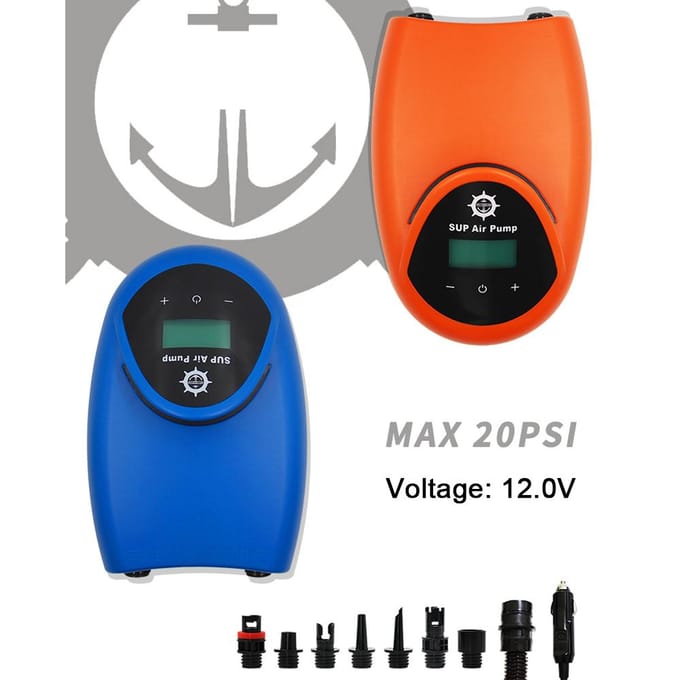 Draagbare elektrische luchtpomp 20PSI Hogedrukluchtcompressor Opblaas- en leeglooppomp met 7 blauw
