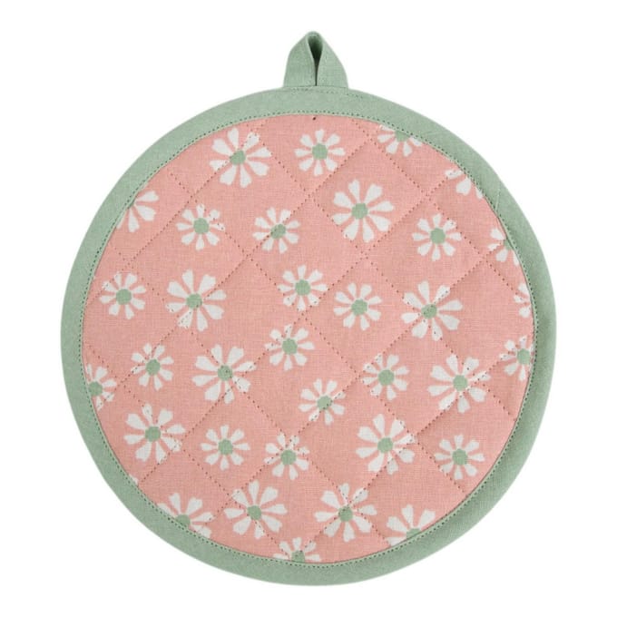 Daisy Flowers Pannenlap Onderzetter rond roze 20cm