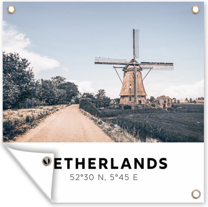 Tuindoek Nederland - Molen - Natuur - 100x100 cm