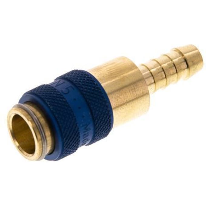 Messing DN 5 Blauw Luchtkoppeling Snelkoppeling 6 mm Slangpilaar
