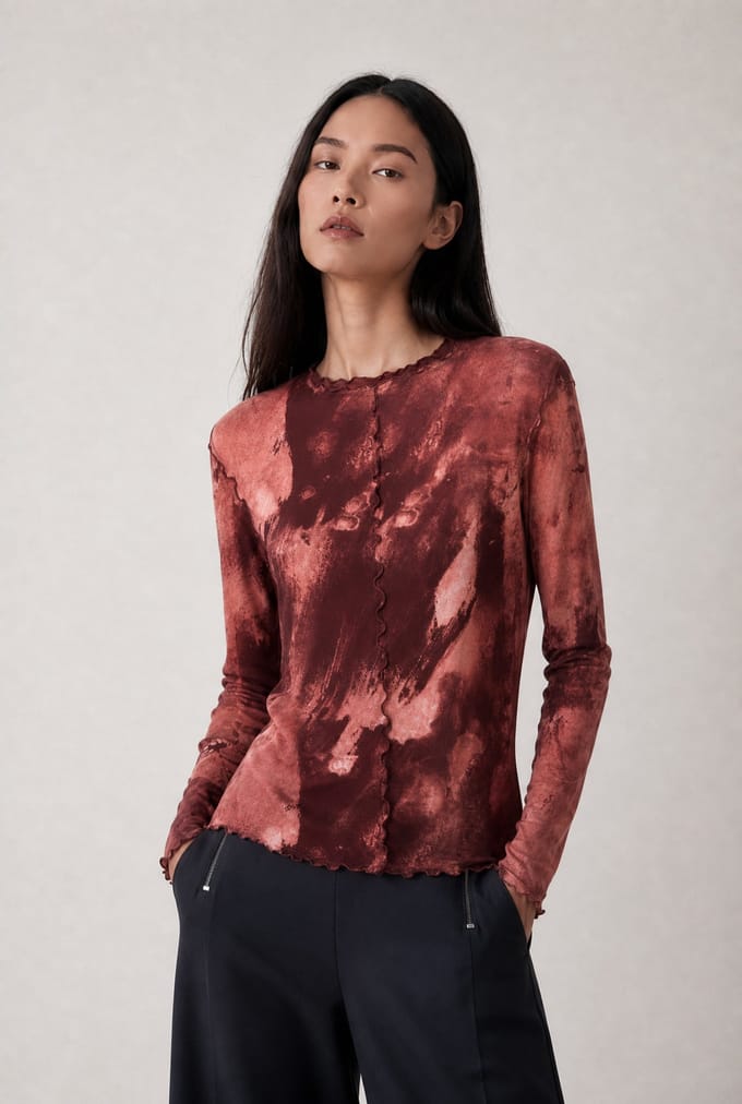 Janette allover print top | Allover Bordeaux - Allover Bordeaux / M