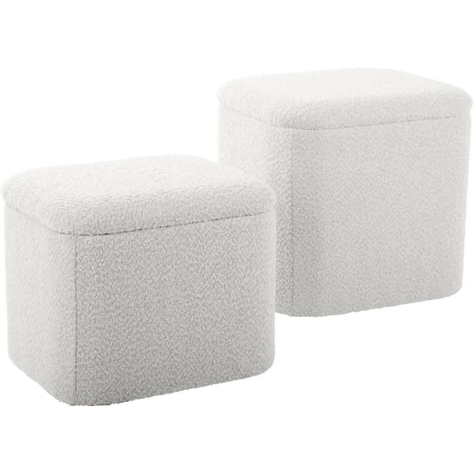Set van 2 poefs Ada bouclé met opbergvak | LEITMOTIV