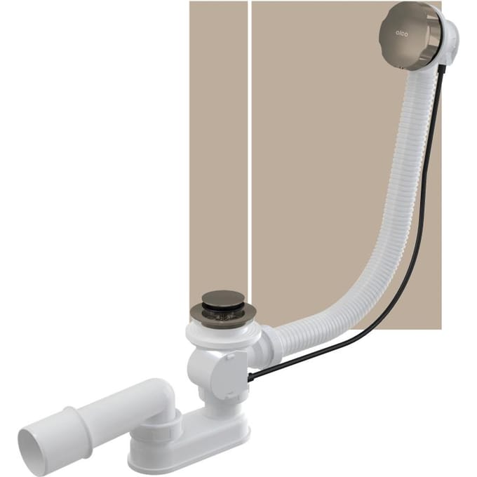 Alcadrain Afvoergarnituren - Badafvoer- en overloopset, lengte 570 mm, mat geborsteld nikkel A55K-N-B