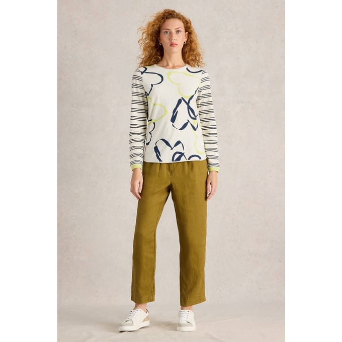 White Stuff Clara Ls Tee Natural Print Taglia: 10 | Maglie a manica lunga Outlet | Donna